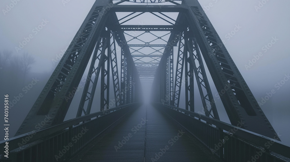 Fototapeta premium Bridge in fog. 