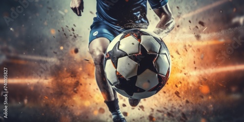 A soccer player in action. Suitable for sports concept