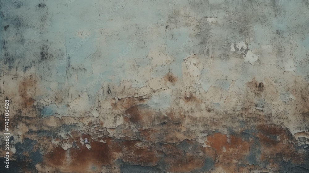 A textured surface of an aged wall with peeling paint. Suitable for backgrounds or grunge design elements