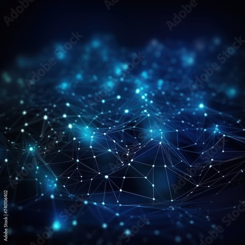 Cyber big data flow. Blockchain Navy Blue data fields. Network line connect stream