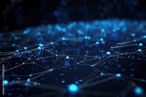 Cyber big data flow. Blockchain Navy Blue data fields. Network line connect stream