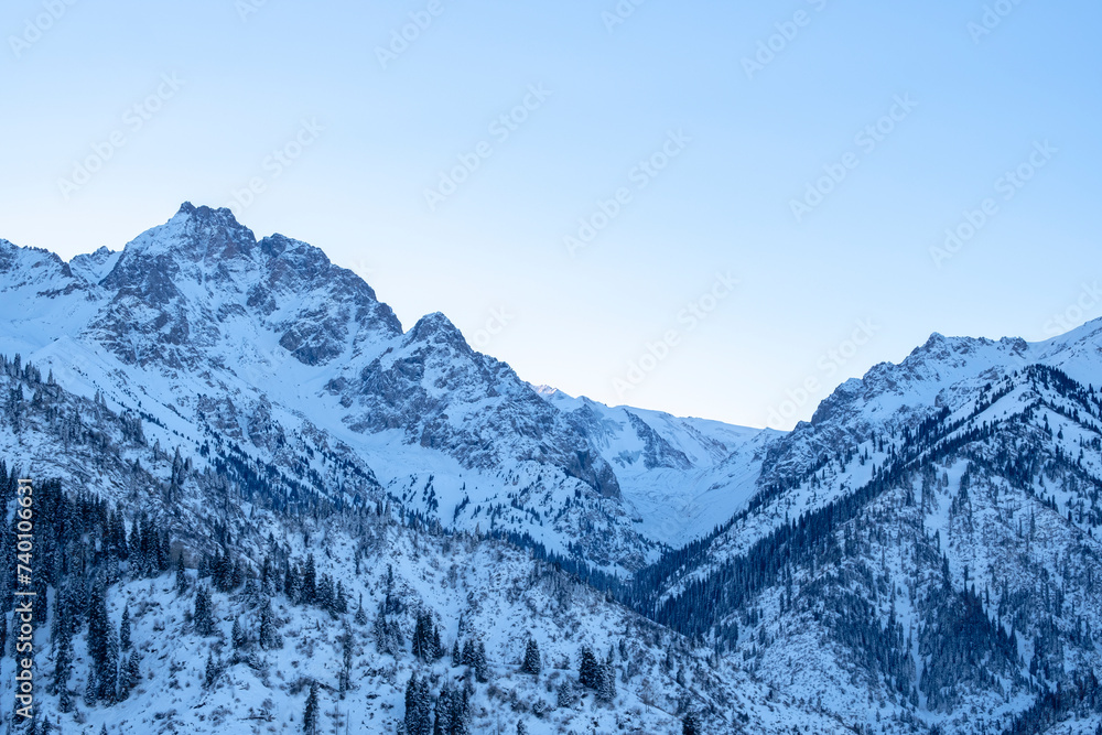 Winter landscape in the mountains not far from Almaty.