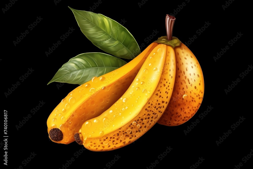 Delicious banana fruit realistic isolated on transparent background. Ai Generated.