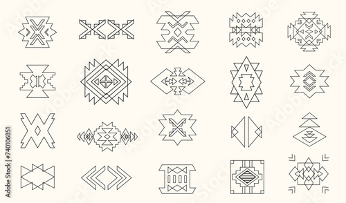 Aztec Navajo Tribal Shapes Set Southwestern Symbol