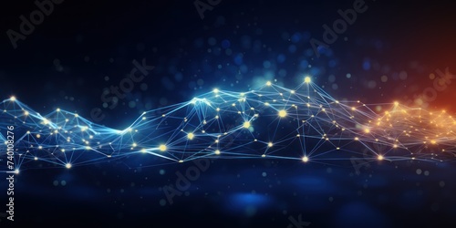Cyber big data flow. Blockchain Tan data fields. Network line connect stream