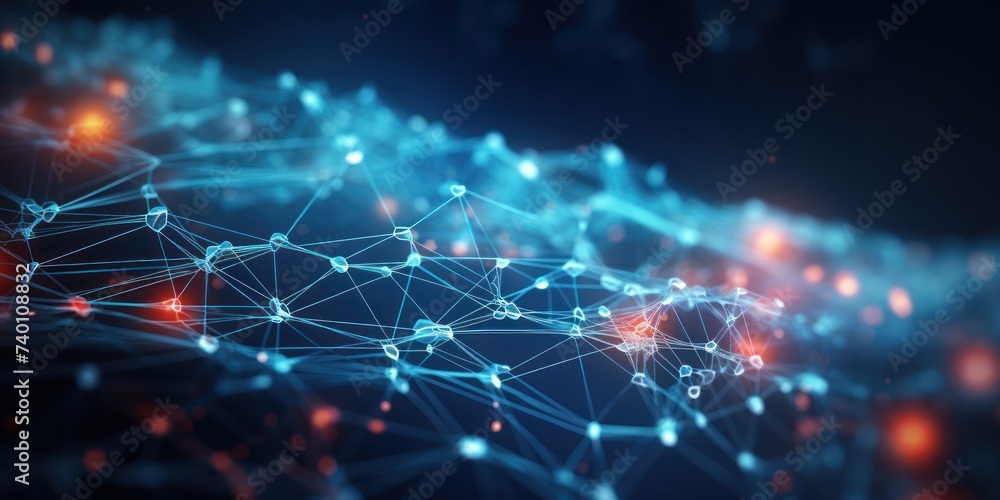 Cyber big data flow. Blockchain White data fields. Network line connect stream
