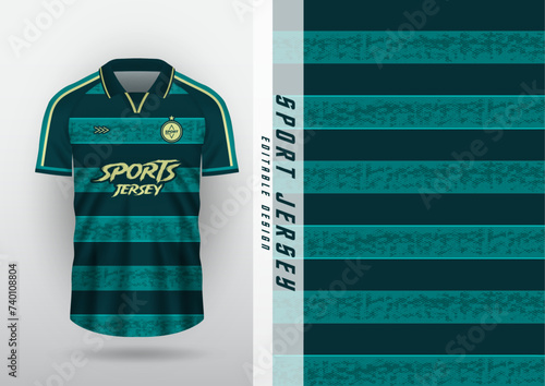 Jersey design for outdoor sports, jersey, football, futsal, running, racing, exercise, classic horizontal stripe pattern, green.
