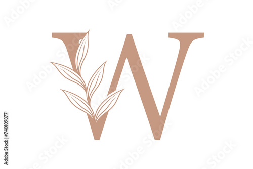 botanical element design with combination letter concept design