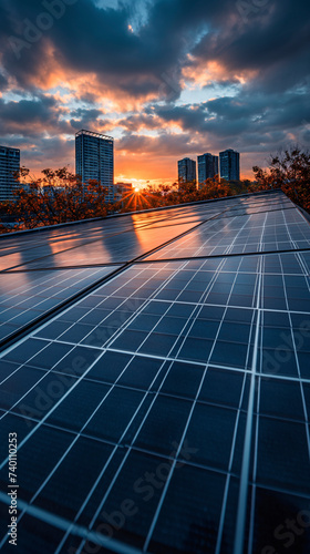 Instalación de paneles solares en tejado de un edificio.
