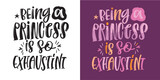 Little miss Princess - lettering hand drawn label, t-shirt design. 100% vector file.