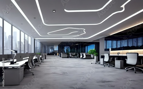 Simple and stylish office environment, moderin interior office