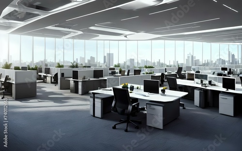 Simple and stylish office environment, moderin interior office