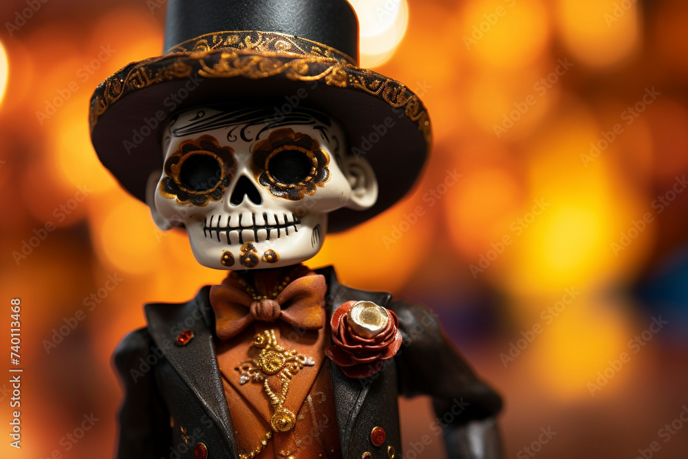 Dia de Muertos Magic: Sugar Skull with Skull Dog Wreathed in Flowers, Blurry Colors Weave a Tale of Remembrance, Generative AI Dia de Muertos Magic: Sugar Skull with Skull Dog Wreathed in Flowers, Blurry Colors Weave a Tale of Remembrance, Generative AI