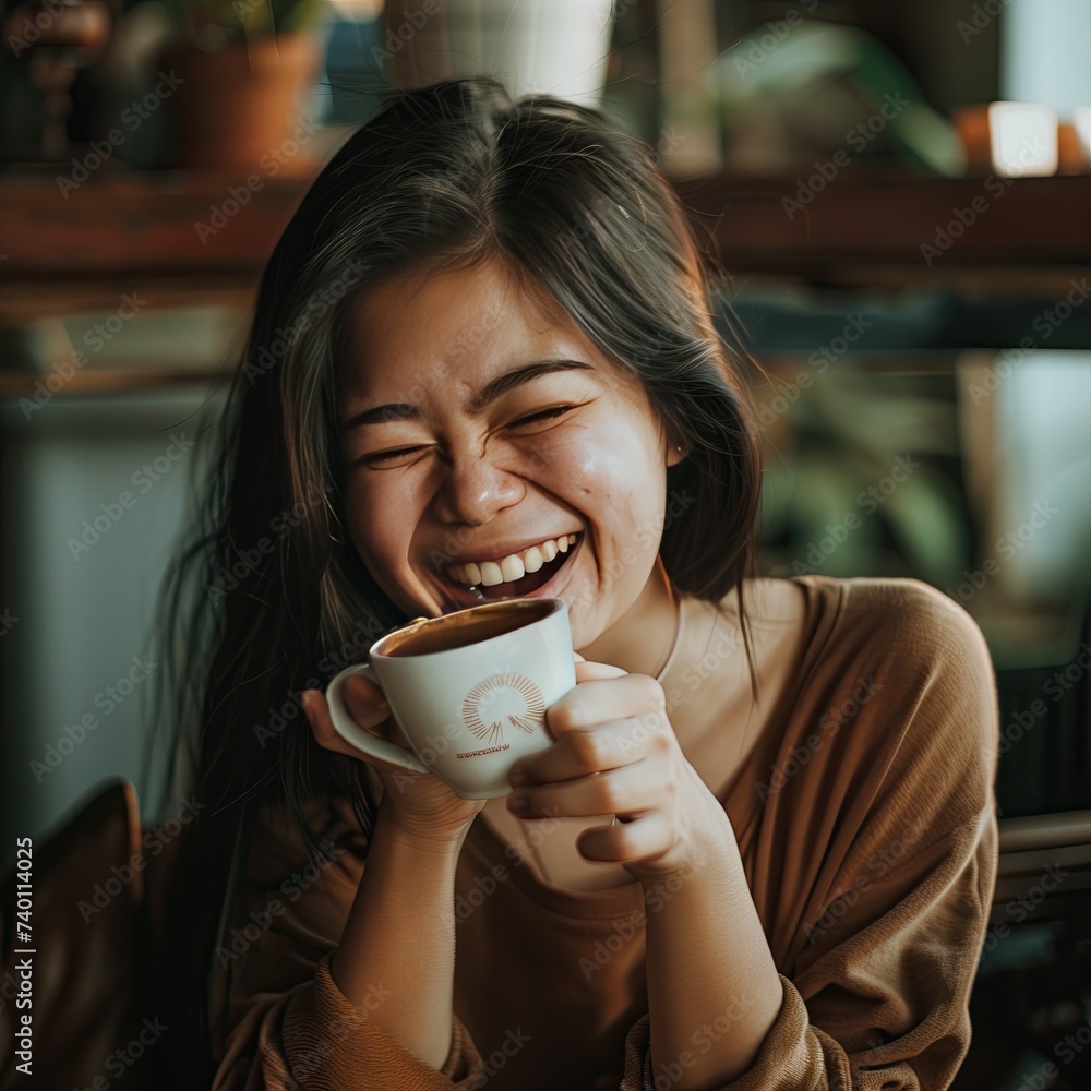 Young woman enjoying drinking coffee Young woman enjoying drinking coffee