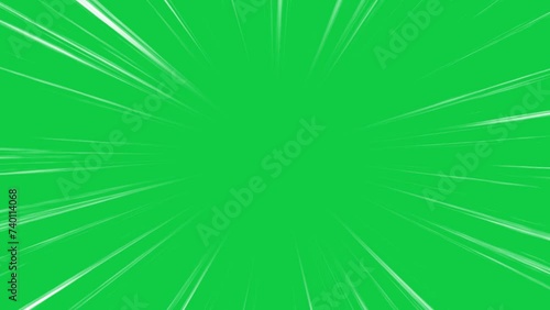 Manga anime speed cartoon zoom lines fast moving effect shock decoration on chroma key green screen alpha channel background photo