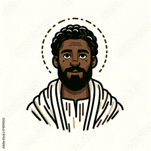 black jesus christ vector short curly hair