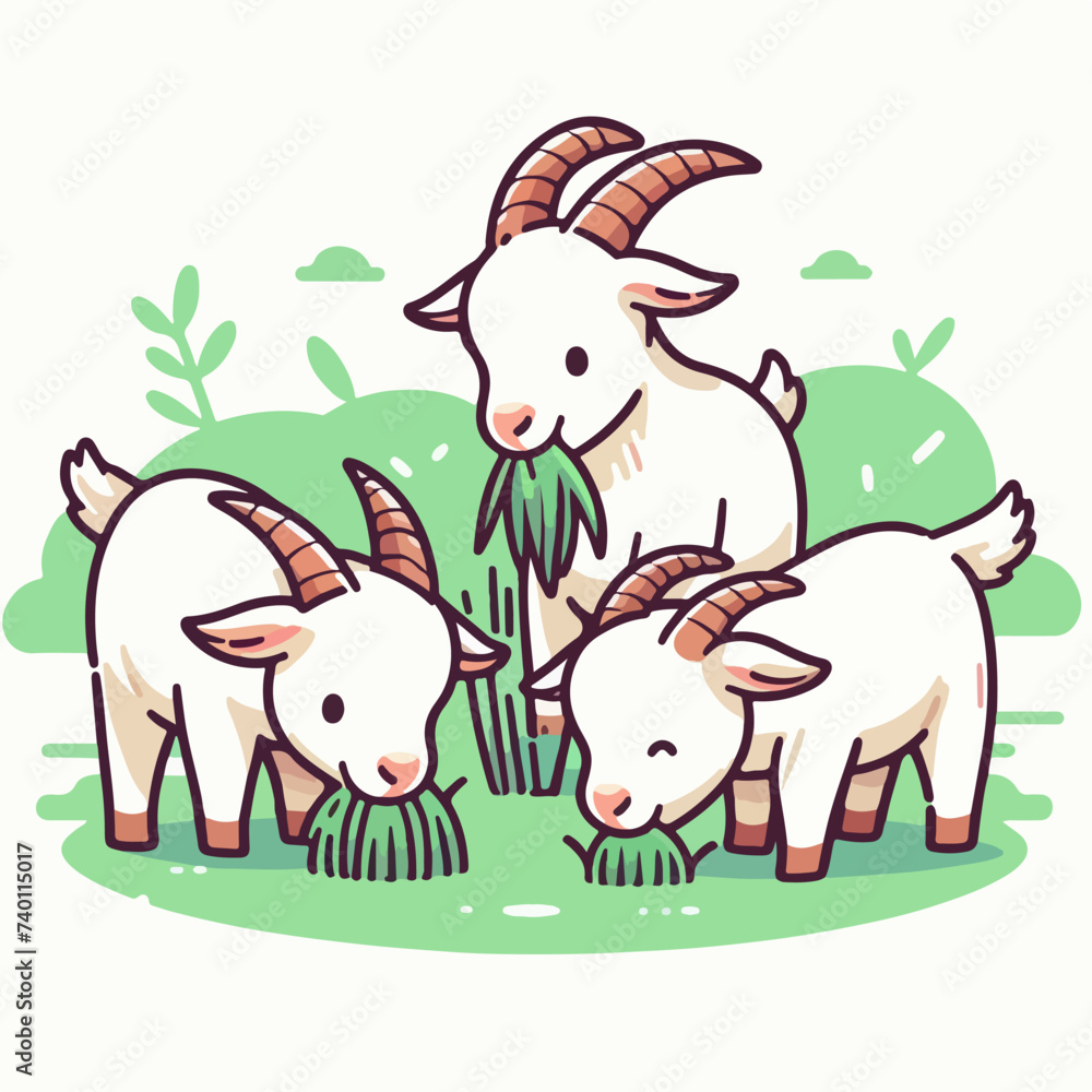 cute lambs eating grass cartoon illustration concept cute lambs eating grass cartoon illustration concept