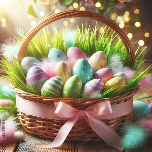 easter basket with easter eggs