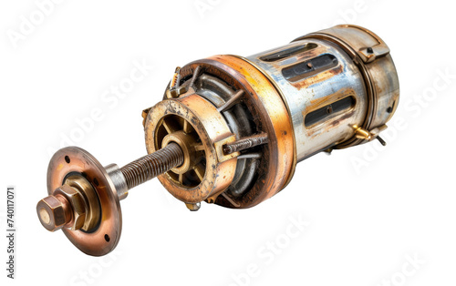 Efficient Electric Motor with Rotating Shaft On Transparent Background.