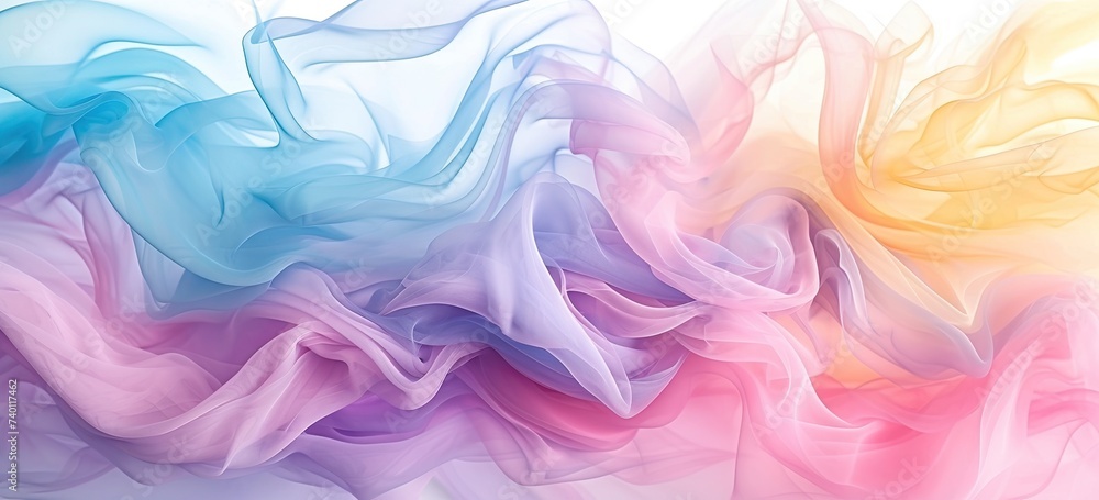 Dreamy pastel clouds: vibrant colored background featuring soft smoke in gentle pastel colors. Generated by ai.