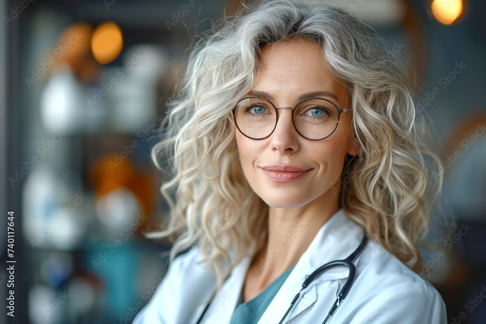 A middle-aged female doctor in a polyclinic A middle-aged female doctor in a polyclinic