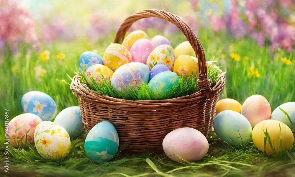Happy Easter day background with eggs,