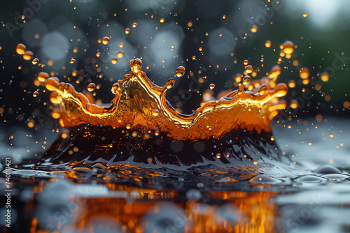 Falling drops of water. Splash effect after collision a falling drops with water Surface