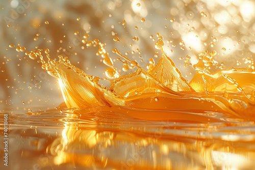 Splash of orange liquid. 3d rendering, 3d illustration.
