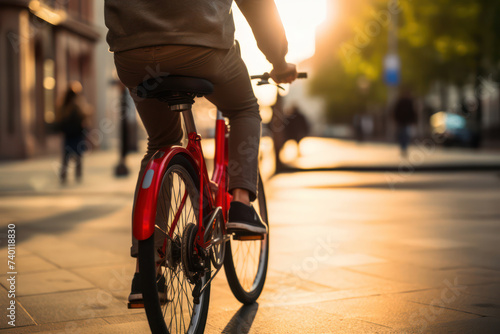 Active Urban Lifestyle: Young Biker Pedaling with Joy in Blurred Summer Cityscape © SHOTPRIME STUDIO