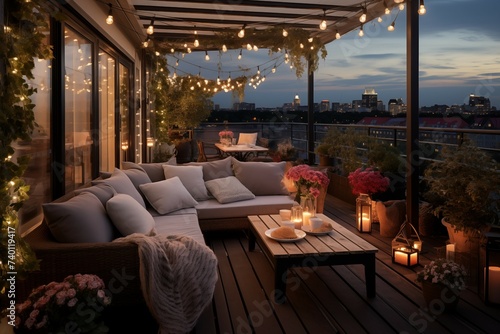 roof terrace decorate with lamps