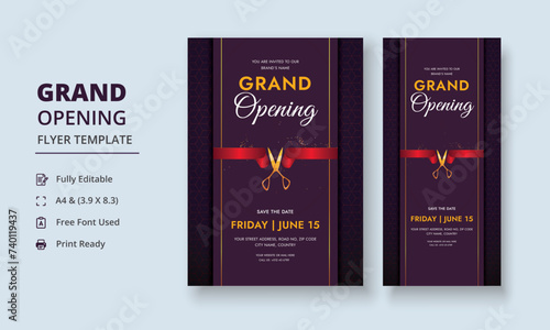 Grand Opening Flyer Template, Realistic grand Opening Invitation, Inauguration Flyer Template, ceremony invitation flyer, Grand opening dl flyer