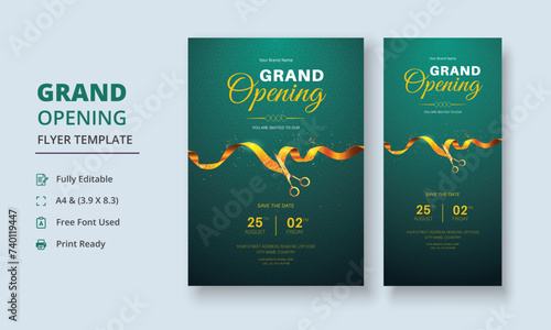 Grand Opening Flyer Template, Realistic grand Opening Invitation, Inauguration Flyer Template, ceremony invitation flyer, Grand opening dl flyer