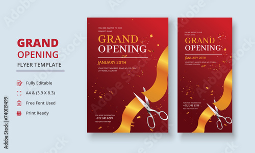 Grand Opening Flyer Template, Realistic grand Opening Invitation, Inauguration Flyer Template, ceremony invitation flyer, Grand opening dl flyer