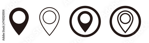Flat icon set of location and map pins