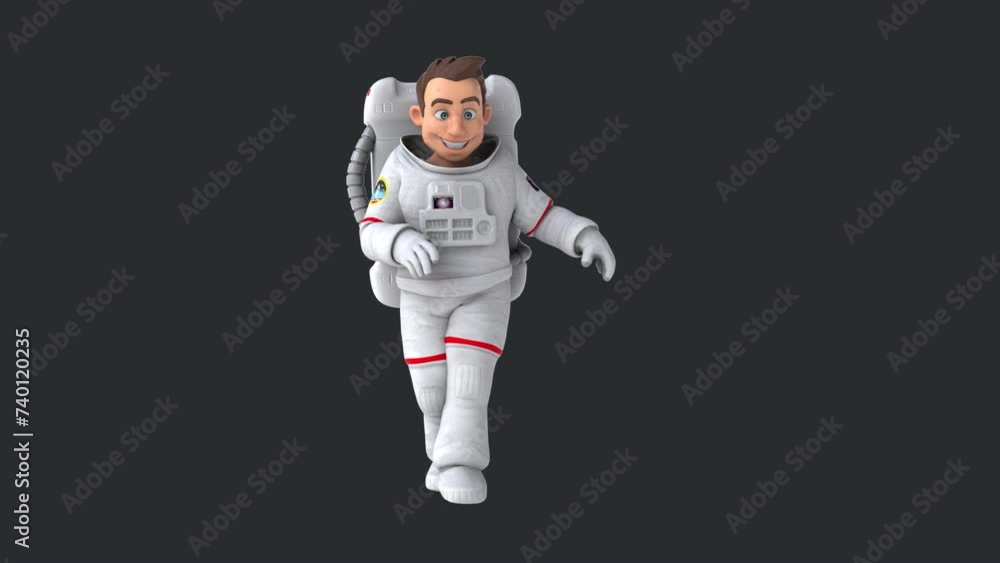 Fun 3D cartoon astronaut dancing (with alpha channel)