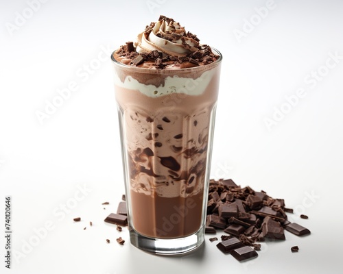 Double Chocolate Milkshake , blank templated, rule of thirds, space for text, isolated white background