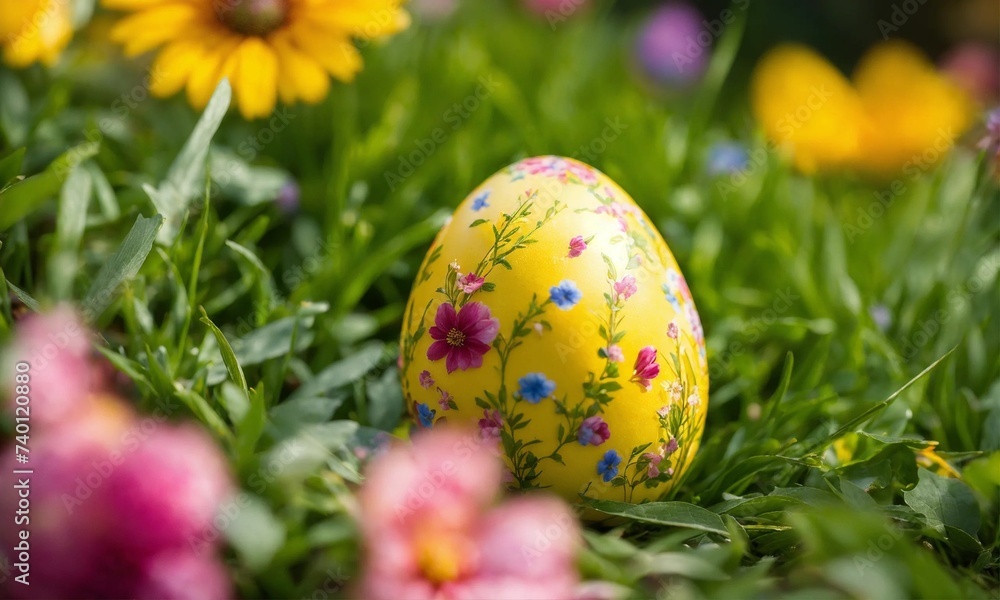 colorful easter eggs and flowers, Happy Easter colorful easter eggs and flowers, Happy Easter