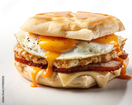 Egg McMuffin , blank templated, rule of thirds, space for text, isolated white background photo