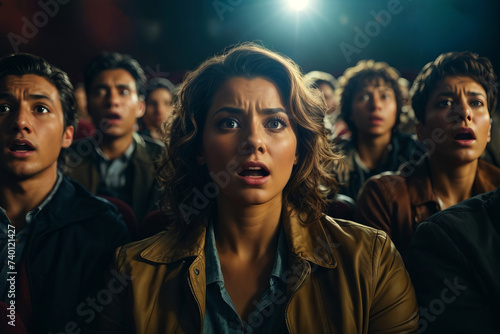 Going to the Movies Watching a Thriller, created with Generative AI technology