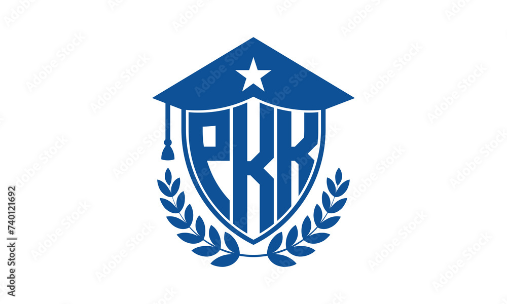 PKK three letter iconic academic logo design vector template. monogram, abstract, school, college, university, graduation cap symbol logo, shield, model, institute, educational, coaching canter, tech PKK three letter iconic academic logo design vector template. monogram, abstract, school, college, university, graduation cap symbol logo, shield, model, institute, educational, coaching canter, tech