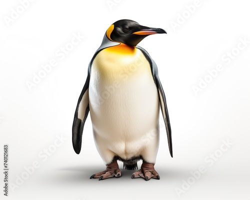 Emperor Penguin   blank templated  rule of thirds  space for text  isolated white background