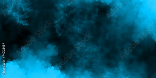 Abstract dark blue grunge smoke texture on black background. Teal Black texture overlays transparent smoke. Teal background with clouds, dark teal grunge texture with grainy Light ink canvas.