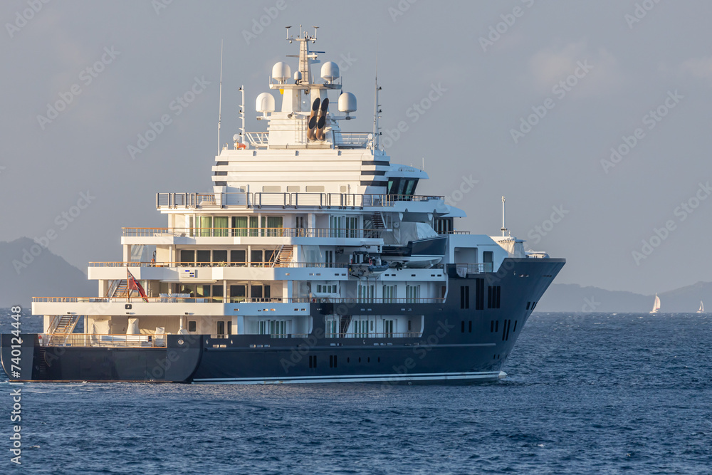 Mega Yacht anchored in Indian Bay, Saint Vincent and the Grenadines Mega Yacht anchored in Indian Bay, Saint Vincent and the Grenadines