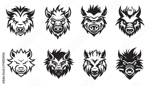 Set of boar heads