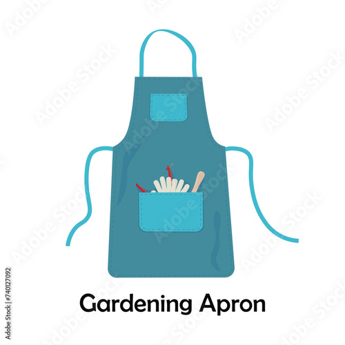 Gardening apron flat vector isolated on white background. Element for gardening concept. Gardening tools.