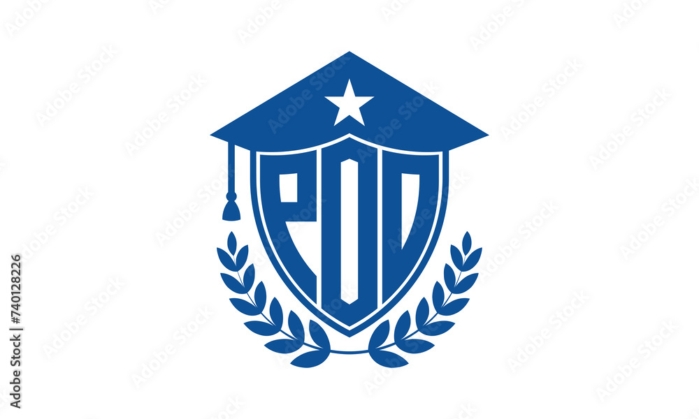 POO three letter iconic academic logo design vector template. monogram, abstract, school, college, university, graduation cap symbol logo, shield, model, institute, educational, coaching canter, tech POO three letter iconic academic logo design vector template. monogram, abstract, school, college, university, graduation cap symbol logo, shield, model, institute, educational, coaching canter, tech