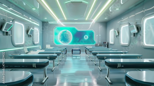 Futuristic classroom for future students  ai generative