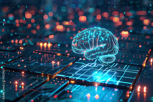 Futuristic Artificial Intelligence Brain Concept - Generative AI.