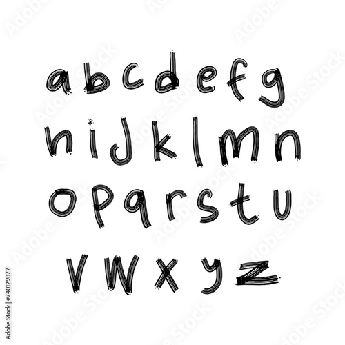Hand drawn comics style letttering font. Vector alphabet. isolated white background. photo