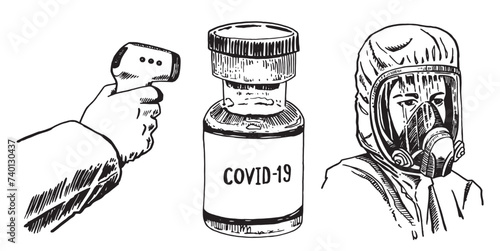 Graphical medical set isolated on white, vector illustration